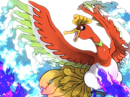 ho-oh ho oh houou pokemon pkm legendaire type feu vol 2g johto arcenciel