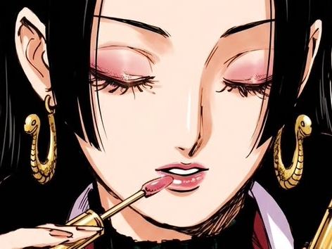 boa hancock one piece cheveux noir yeux bleu boucles oreille serpent fic bloop