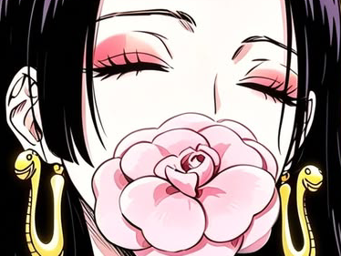 boa hancock one piece cheveux noir yeux bleu boucles oreille serpent fic bloop