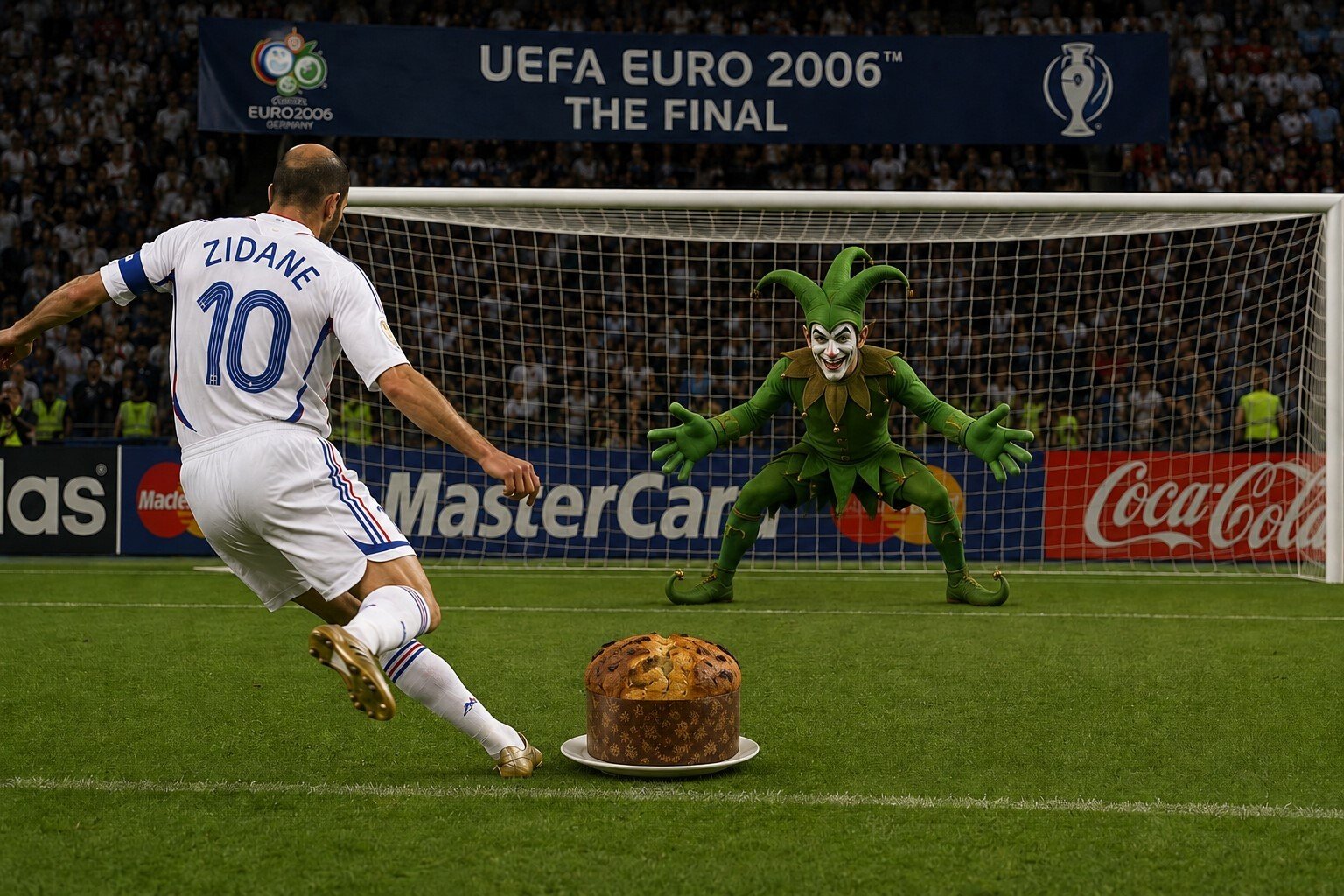 zinedine zidane penalty coupe monde 2006 finale euro panettone bouffun bouffon vert