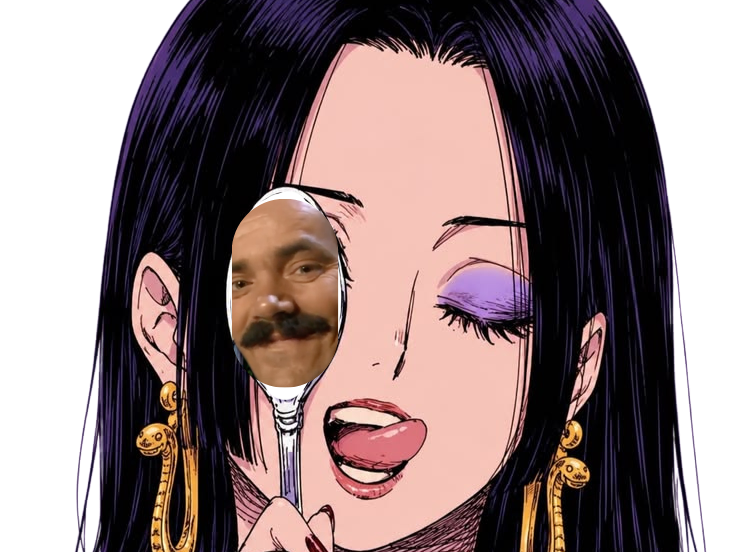 boa hancock one piece cheveux noir yeux bleu boucles oreille serpent fic bloop cuiller