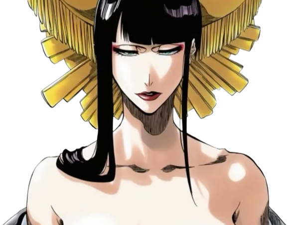 senjumaru shutara bleach cheveux noir khol frange amaterasu broche soleil fic bloop