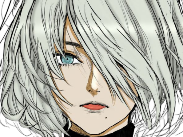 2b nier automata cheveux blanc yeux bleu opale de brienne fic bloop