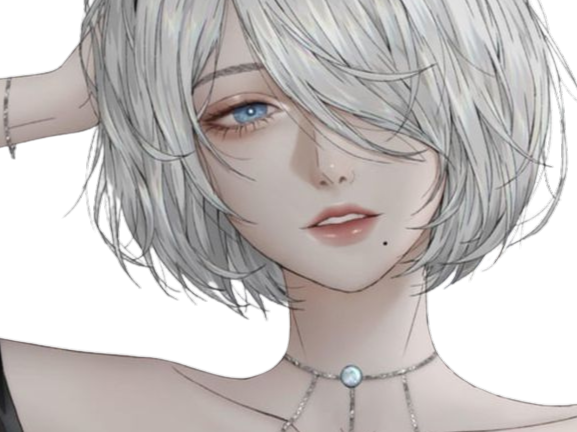 2b nier automata cheveux blanc yeux bleu opale de brienne fic bloop