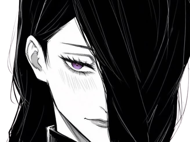 mei mei-mei jujutsu kaisen jjk cheveux blanc yeux violet tresse ade adelaide vizard bloop noir