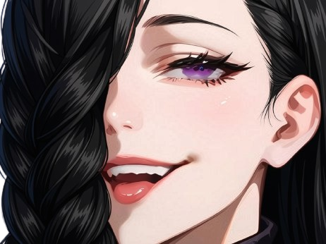 mei mei-mei jujutsu kaisen jjk cheveux blanc yeux violet tresse ade adelaide vizard bloop noir