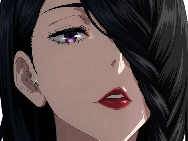 mei mei-mei jujutsu kaisen jjk cheveux blanc yeux violet tresse ade adelaide vizard bloop noir