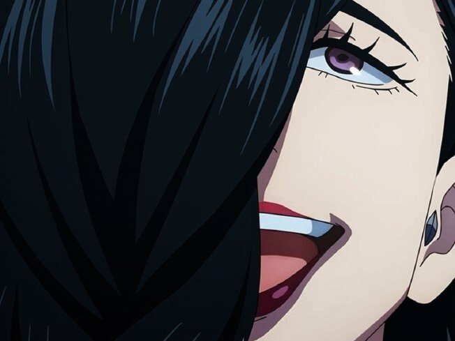mei mei-mei jujutsu kaisen jjk cheveux blanc yeux violet tresse ade adelaide vizard bloop noir