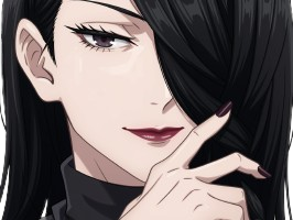 mei mei-mei jujutsu kaisen jjk cheveux blanc yeux violet tresse ade adelaide vizard bloop noir