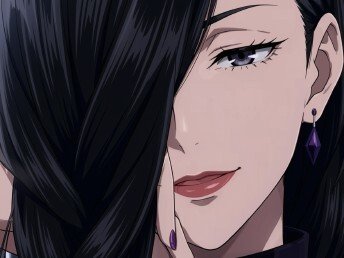mei mei-mei jujutsu kaisen jjk cheveux blanc yeux violet tresse ade adelaide vizard bloop noir