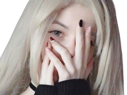 blonde oeil mignonne fille femme yeux genee gene timide honte honteuse hihi marrante taquine knifos