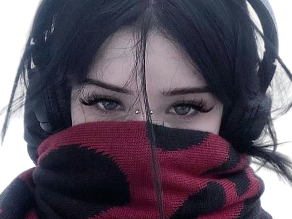 brune echarpe fille mignonne cheveuxnoirs femme yeux bruns regard froid hiver neige russe ukrainienne knifos