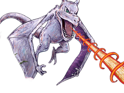 ptera aerodactyl pokemon pkm jeu anime type roche vol 1g kanto fossile