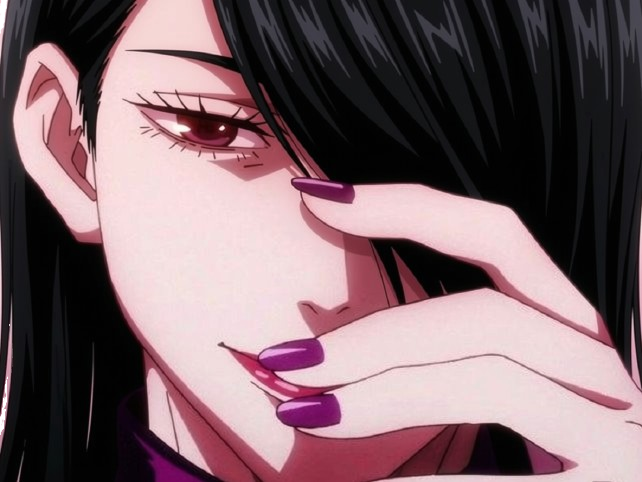 Sticker mei mei mei jujutsu kaisen jjk cheveux blanc yeux violet tresse ade adelaide vizard bloop noir par Bl0op
