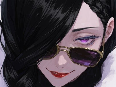Sticker mei mei mei jujutsu kaisen jjk cheveux blanc yeux violet tresse ade adelaide vizard bloop noir par Bl0op