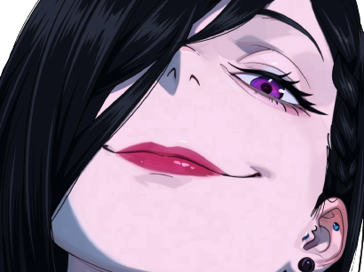 Sticker mei mei mei jujutsu kaisen jjk cheveux blanc yeux violet tresse ade adelaide vizard bloop noir par Bl0op