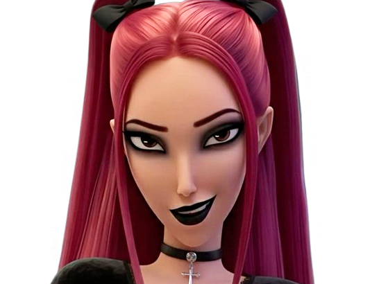 kpop demon hunters mira badass dark style coreenne belle regard noeud sourire maline gothique