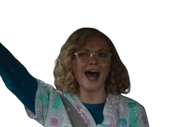 Sticker christina ricci misty quigley adulte actrice yellowjackets blonde lunettes folle showtime serie par Brad