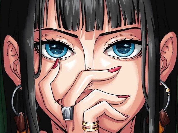 Sticker nico robin one piece cheveux noir yeux bleu frange ninon fic bloop par Bl0op