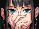 nico robin one piece cheveux noir yeux bleu frange ninon fic bloop