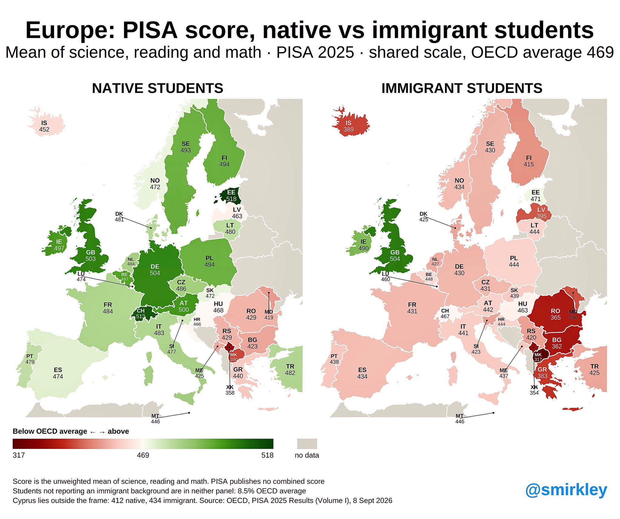 pisa qi iq migrants migrant africains africain mathemathiques europeens carte
