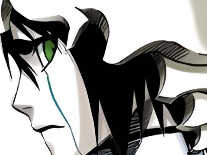 Sticker ulquiorra cifer bleach cheveux noir yeux vert arrancar masque fic bloop par Bl0op