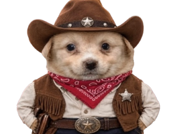 Sticker chien patron cowboy sherif par tropFRUCTUEux