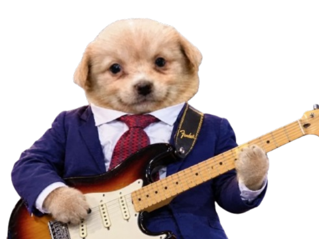 Sticker chien patron guitare par tropFRUCTUEux