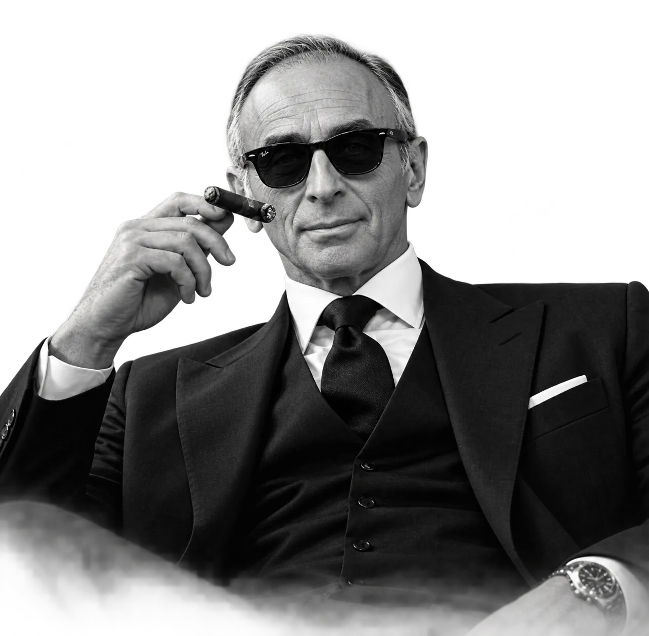Sticker zemmour chad grand lunettes fume cigare costume par Ewt2
