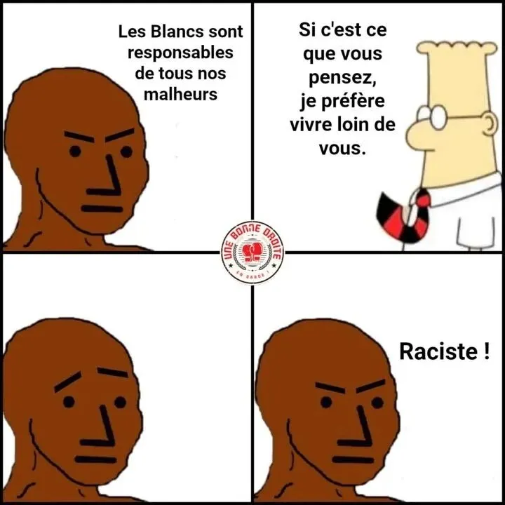 Sticker dilbert raciste racisme la vie sans eux communautarisme blanc remigration vivreensemble noir cohabitation separation africanisme par ProlapsusDeBHL