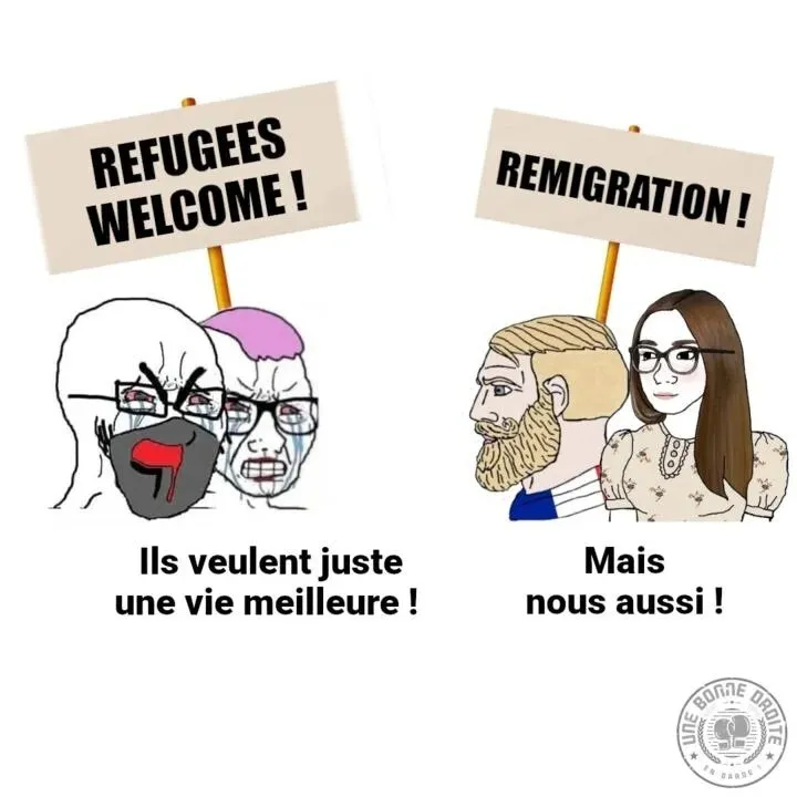 Sticker remigration la vie sans eux meilleure refugees welcome gauche droite lfi afd retour au bled par ProlapsusDeBHL