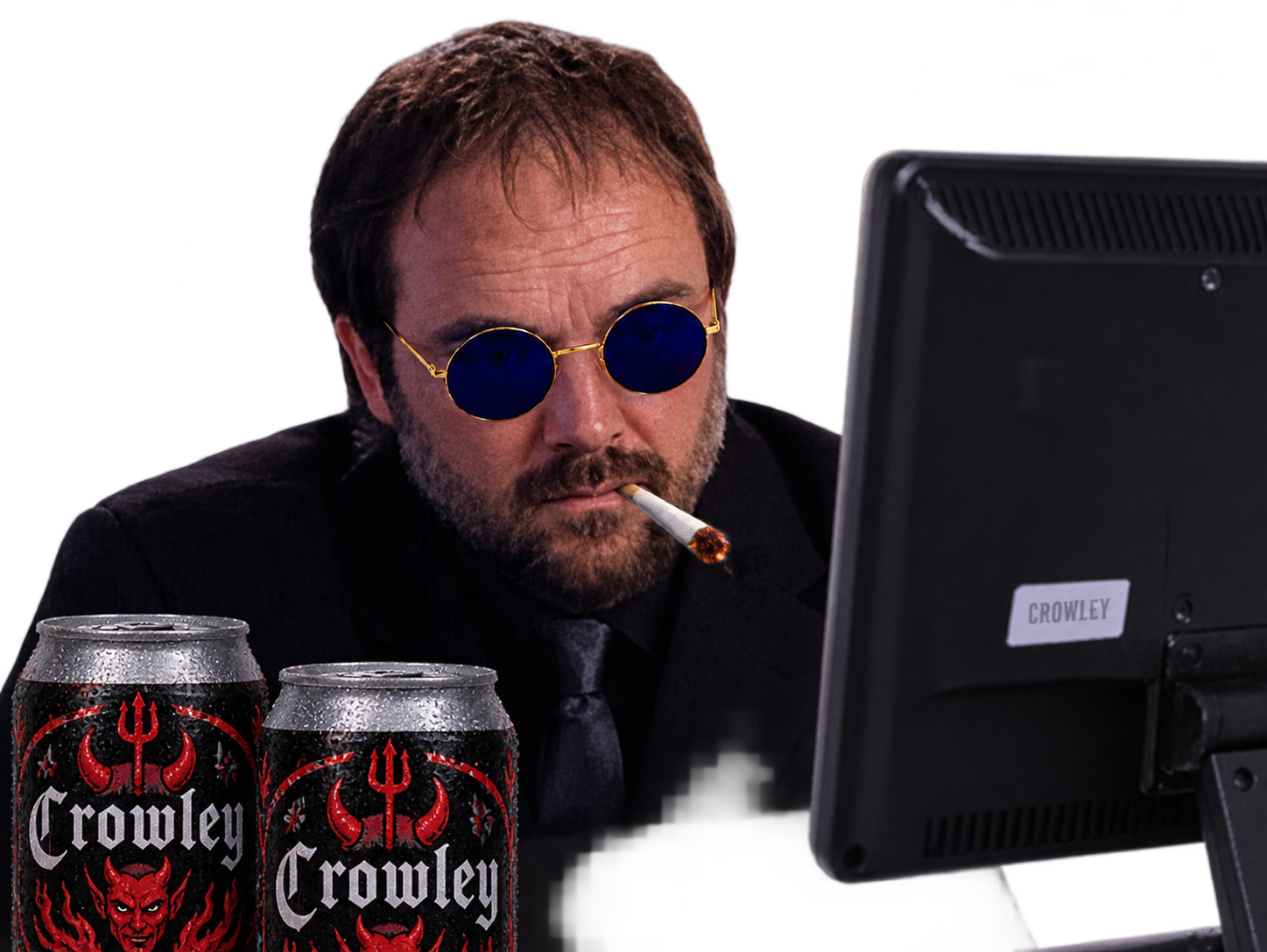 Sticker supernatural crowley lunette lunettes cool pc ordinateur modo moderateur par XDREAD