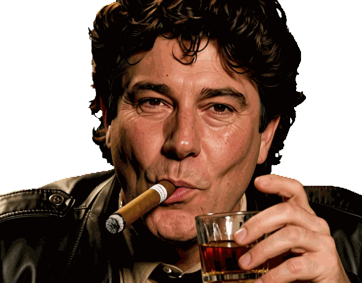 Sticker jesus quintero cigar whisky fume rigole moqueur narquois gif par DosDeZelda
