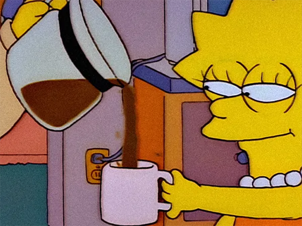 Sticker lisa simpson cafe fatigue dormir tasse drogue content par Research1024