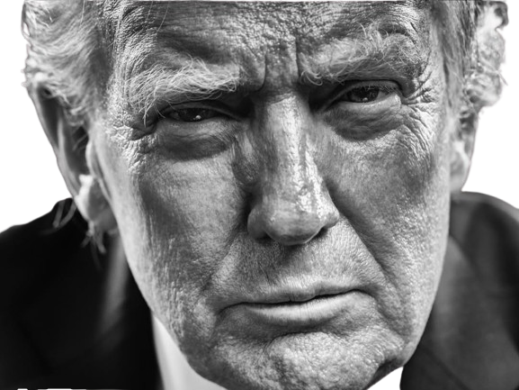 Sticker trump donald noir blanc vener concentre enerve nrv regard serieux fache colere et rage knifos par Knifos