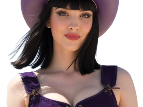 Sticker lera abova one piece live action nico robin cheveux noir frange fic bloop chapeau violet par Bl0op