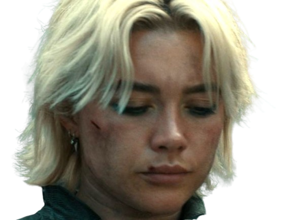 Sticker florence pugh yelena belova thunderbolts actrice britannique anglaise blonde cheveux courts yeux verts femme par PubliusOvidius