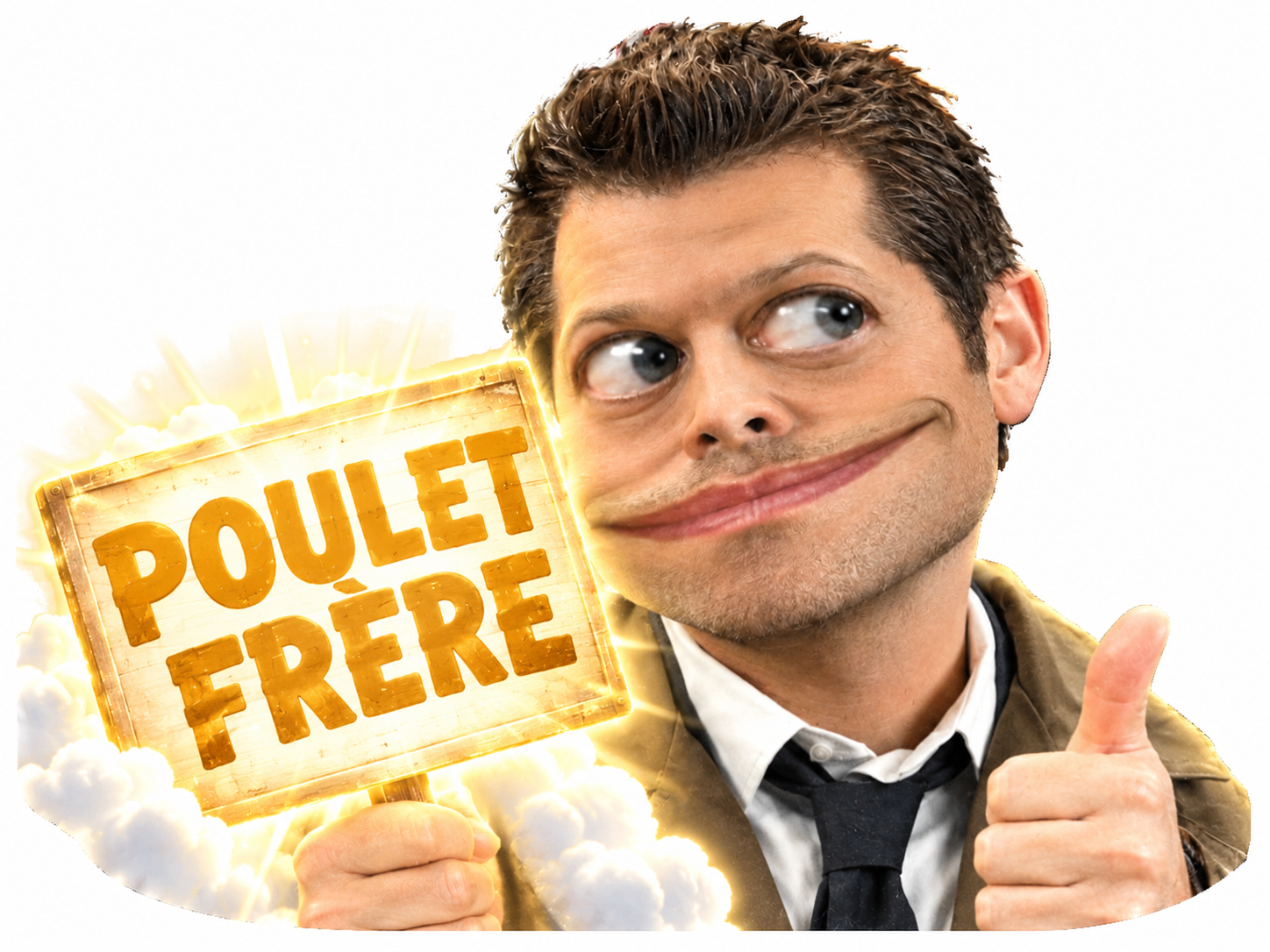 Sticker supernatural castiel poulet poulay cestpoulet quoicoubeh nuggets cordon bleu 2000 par XDREAD