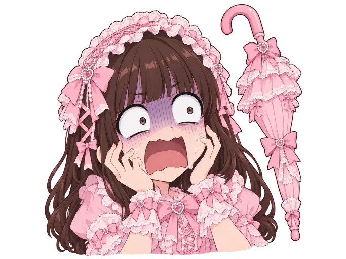 Sticker anime girl pink outreee peur backup par Anokata