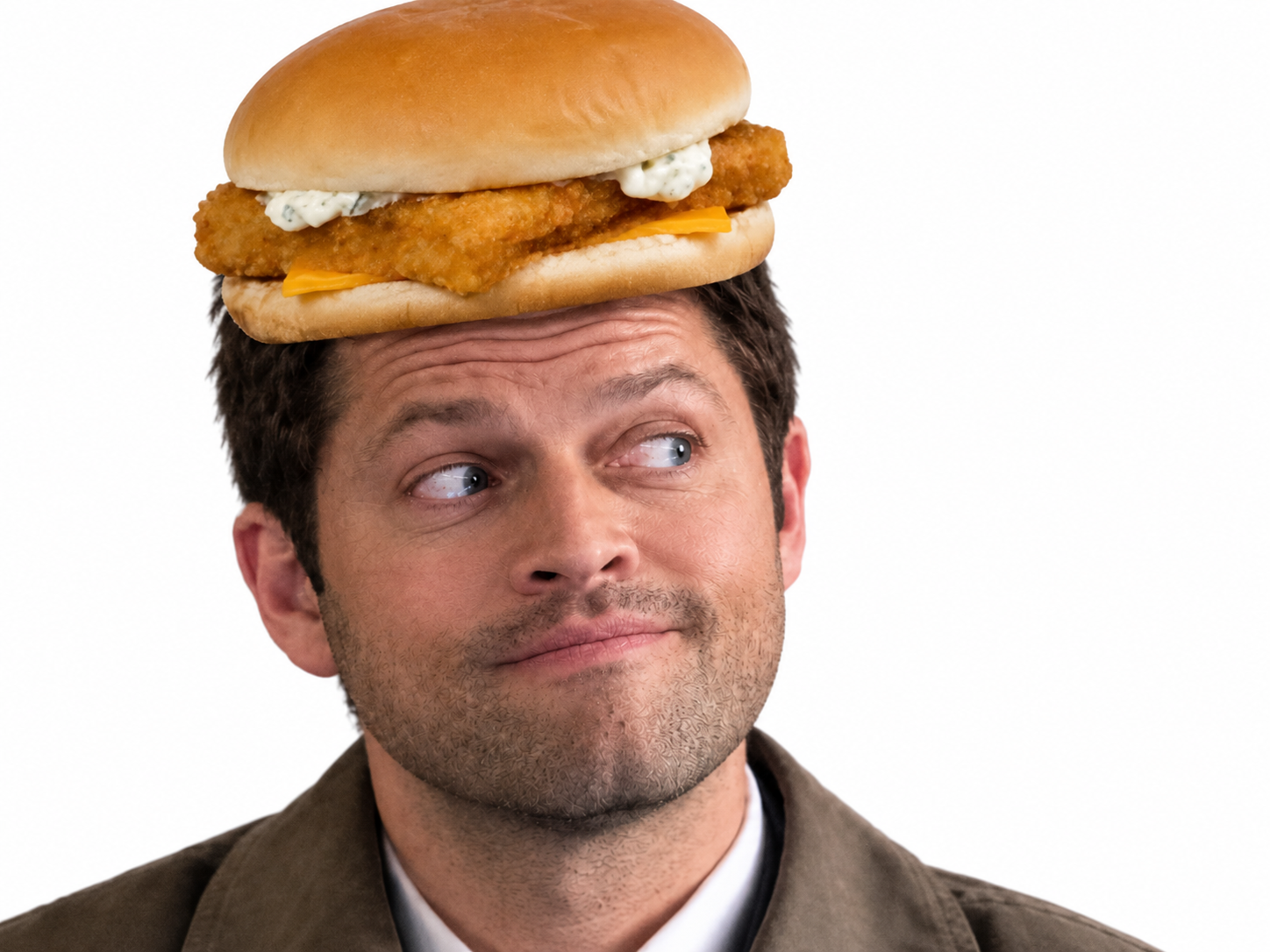 Sticker supernatural castiel burger zoomer genz tete steak hamburger salade cheveux fromage pyj macdo fastfood par XDREAD