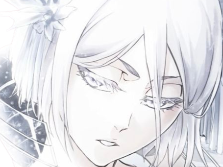 Sticker rukia kuchiki bleach bankai cheveux yeux blanc bleu glace yuki onna yuki onna fic bloop par Bl0op