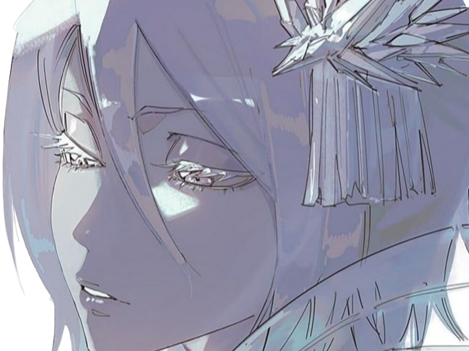 Sticker rukia kuchiki bleach bankai cheveux yeux blanc bleu glace yuki onna yuki onna fic bloop par Bl0op