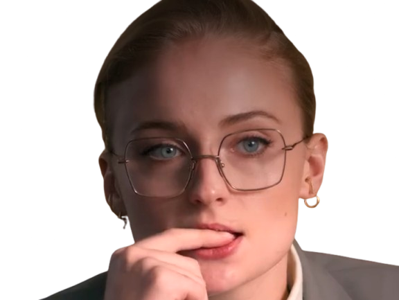 Sticker sophie turner secretaire lunettes blonde cheveux attaches 2026 femme actrice trentaine trentenaire par PubliusOvidius
