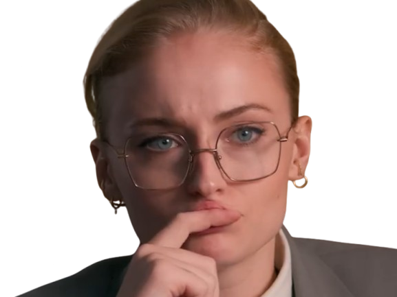 Sticker sophie turner secretaire lunettes blonde cheveux attaches 2026 femme actrice trentaine trentenaire par PubliusOvidius