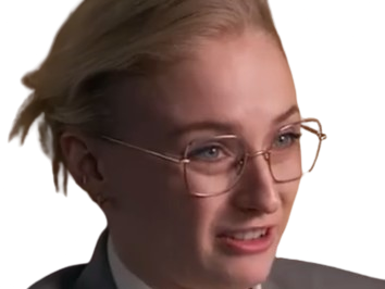 Sticker sophie turner secretaire lunettes blonde cheveux attaches 2026 femme actrice trentaine trentenaire par PubliusOvidius