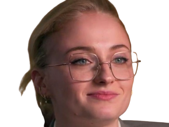 Sticker sophie turner secretaire lunettes blonde cheveux attaches 2026 femme actrice trentaine trentenaire par PubliusOvidius