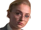 sophie turner secretaire lunettes blonde cheveux attaches 2026 femme actrice trentaine trentenaire