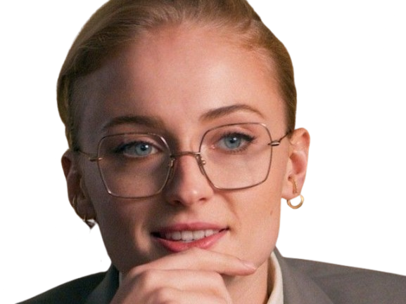 Sticker sophie turner secretaire lunettes blonde cheveux attaches 2026 femme actrice trentaine trentenaire par PubliusOvidius