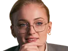 sophie turner secretaire lunettes blonde cheveux attaches 2026 femme actrice trentaine trentenaire