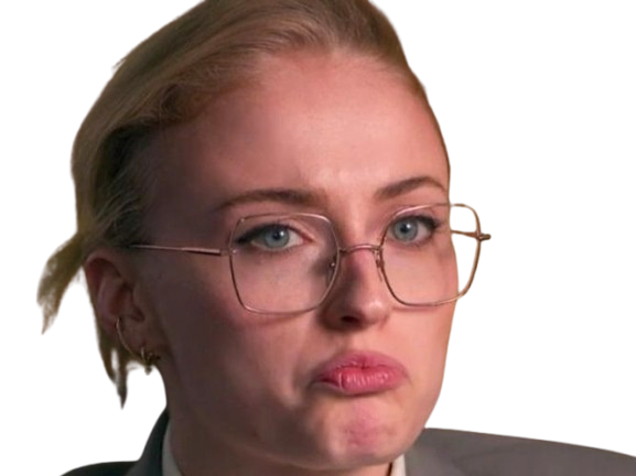 Sticker sophie turner secretaire lunettes blonde cheveux attaches 2026 femme actrice trentaine trentenaire par PubliusOvidius